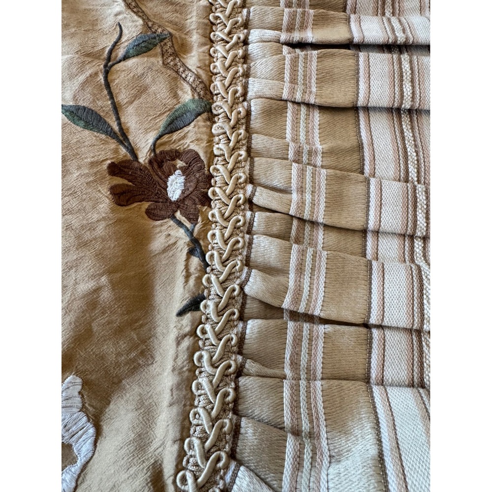 VTG Eastern Accents KING Duvet & Pillow Shams Set Silk embroidered Floral Gold - Picture 11 of 16